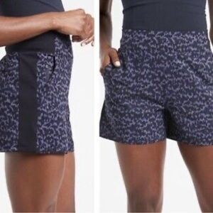 ATHLETA Brooklyn Printed Shorts Navy Purple Leopard NWT size 20